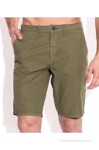 Jack & Jones Olive Green Solids Slim Fit Shorts